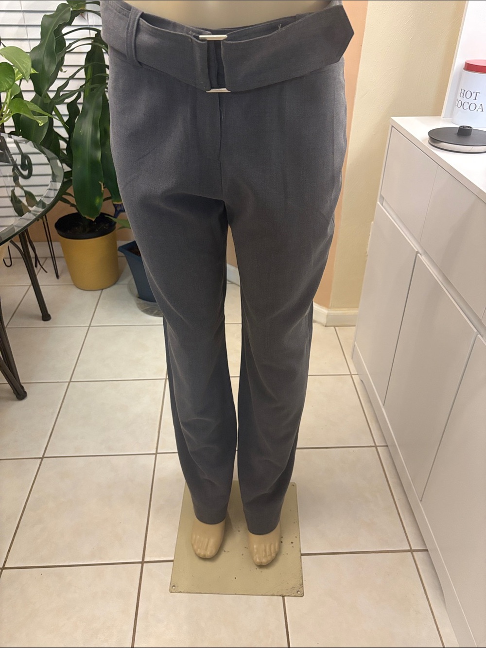 Ninety Fold-Over Waist Flare Pants - Charcoal Gray